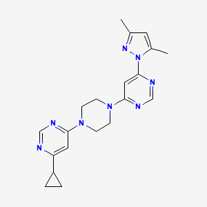 molecular formula C20H24N8 B2978629 4-Cyclopropyl-6-[4-[6-(3,5-dimethylpyrazol-1-yl)pyrimidin-4-yl]piperazin-1-yl]pyrimidine CAS No. 2415470-48-1