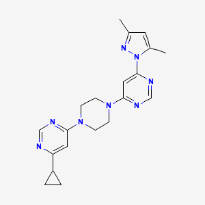 molecular formula C20H24N8 B2978629 4-[4-(6-cyclopropylpyrimidin-4-yl)piperazin-1-yl]-6-(3,5-dimethyl-1H-pyrazol-1-yl)pyrimidine CAS No. 2415470-48-1