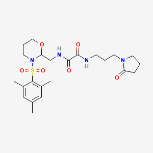 molecular formula C23H34N4O6S B2978633 N1-((3-(mesitylsulfonyl)-1,3-oxazinan-2-yl)methyl)-N2-(3-(2-oxopyrrolidin-1-yl)propyl)oxalamide CAS No. 872976-09-5