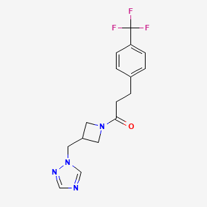 molecular formula C16H17F3N4O B2978640 1-(3-((1H-1,2,4-三唑-1-基)甲基)氮杂环丁-1-基)-3-(4-(三氟甲基)苯基)丙-1-酮 CAS No. 2320608-54-4