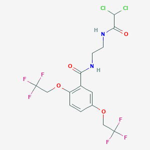 molecular formula C15H14Cl2F6N2O4 B2978644 N-[2-[(2,2-dichloroacetyl)amino]ethyl]-2,5-bis(2,2,2-trifluoroethoxy)benzamide CAS No. 338404-73-2
