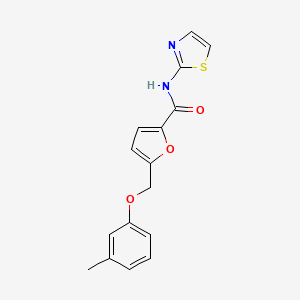 molecular formula C16H14N2O3S B2978666 5-[(3-methylphenoxy)methyl]-N-(1,3-thiazol-2-yl)furan-2-carboxamide CAS No. 878716-43-9