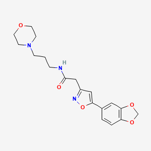 molecular formula C19H23N3O5 B2978670 2-(5-(benzo[d][1,3]dioxol-5-yl)isoxazol-3-yl)-N-(3-morpholinopropyl)acetamide CAS No. 1173061-38-5