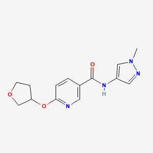 molecular formula C14H16N4O3 B2978671 N-(1-methyl-1H-pyrazol-4-yl)-6-((tetrahydrofuran-3-yl)oxy)nicotinamide CAS No. 2034443-68-8