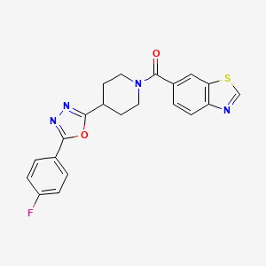 molecular formula C21H17FN4O2S B2978672 Benzo[d]thiazol-6-yl(4-(5-(4-fluorophenyl)-1,3,4-oxadiazol-2-yl)piperidin-1-yl)methanone CAS No. 1209949-89-2