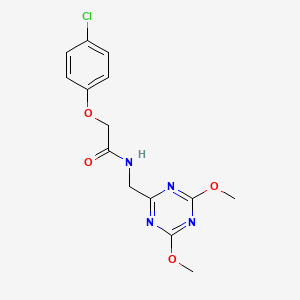 molecular formula C14H15ClN4O4 B2978674 2-(4-氯苯氧基)-N-((4,6-二甲氧基-1,3,5-三嗪-2-基)甲基)乙酰胺 CAS No. 2034423-93-1