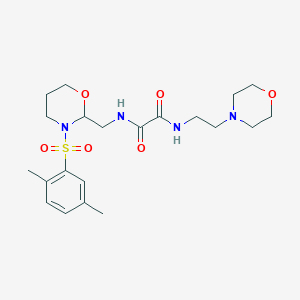 molecular formula C21H32N4O6S B2978675 N1-((3-((2,5-dimethylphenyl)sulfonyl)-1,3-oxazinan-2-yl)methyl)-N2-(2-morpholinoethyl)oxalamide CAS No. 872724-34-0