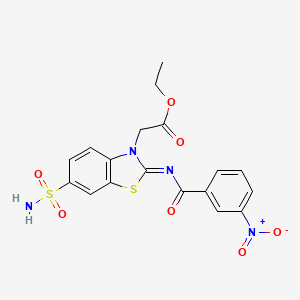 Ethyl 2-[2-(3-nitrobenzoyl)imino-6-sulfamoyl-1,3-benzothiazol-3-yl]acetate
