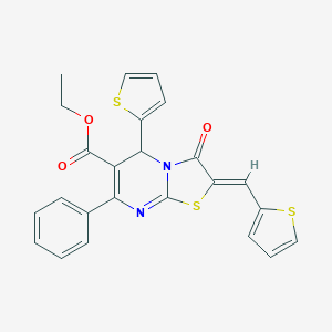 molecular formula C24H18N2O3S3 B297868 ethyl 3-oxo-7-phenyl-5-(2-thienyl)-2-(2-thienylmethylene)-2,3-dihydro-5H-[1,3]thiazolo[3,2-a]pyrimidine-6-carboxylate 