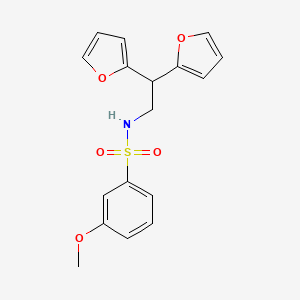 molecular formula C17H17NO5S B2978691 N-(2,2-二(呋喃-2-基)乙基)-3-甲氧基苯磺酰胺 CAS No. 2319831-24-6