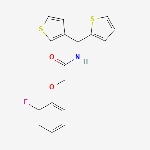 molecular formula C17H14FNO2S2 B2978698 2-(2-fluorophenoxy)-N-(thiophen-2-yl(thiophen-3-yl)methyl)acetamide CAS No. 2034332-30-2