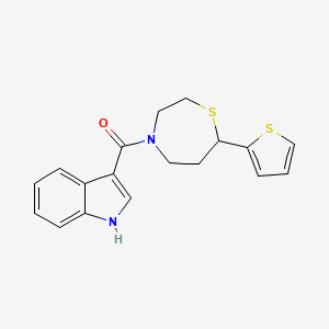 molecular formula C18H18N2OS2 B2978702 (1H-吲哚-3-基)(7-(噻吩-2-基)-1,4-噻氮杂环-4-基)甲酮 CAS No. 1705512-35-1