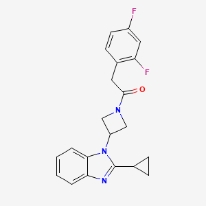 molecular formula C21H19F2N3O B2978703 1-[3-(2-Cyclopropylbenzimidazol-1-yl)azetidin-1-yl]-2-(2,4-difluorophenyl)ethanone CAS No. 2380039-98-3