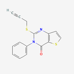 molecular formula C15H10N2OS2 B2978706 3-phenyl-2-(2-propynylsulfanyl)thieno[3,2-d]pyrimidin-4(3H)-one CAS No. 338779-21-8
