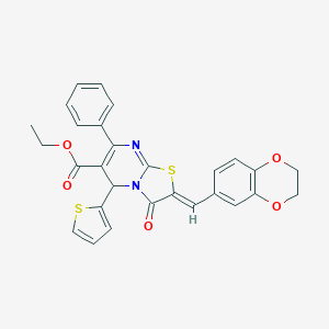 ethyl 2-(2,3-dihydro-1,4-benzodioxin-6-ylmethylene)-3-oxo-7-phenyl-5-(2-thienyl)-2,3-dihydro-5H-[1,3]thiazolo[3,2-a]pyrimidine-6-carboxylate