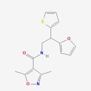molecular formula C16H16N2O3S B2978713 N-[2-(furan-2-yl)-2-(thiophen-2-yl)ethyl]-3,5-dimethyl-1,2-oxazole-4-carboxamide CAS No. 2097932-72-2