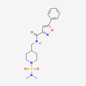 molecular formula C18H24N4O4S B2978716 N-((1-(N,N-二甲基磺酰胺基)哌啶-4-基)甲基)-5-苯基异恶唑-3-甲酰胺 CAS No. 2034293-61-1