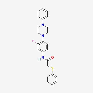 molecular formula C24H24FN3OS B2978733 N-[3-氟-4-(4-苯基哌嗪)苯基]-2-(苯硫基)乙酰胺 CAS No. 478260-48-9