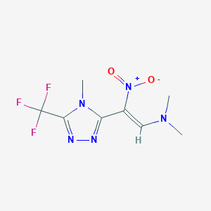 molecular formula C8H10F3N5O2 B2978742 dimethyl[(Z)-2-[4-methyl-5-(trifluoromethyl)-4H-1,2,4-triazol-3-yl]-2-nitroethenyl]amine CAS No. 320424-59-7
