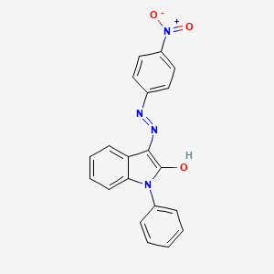 molecular formula C20H14N4O3 B2978744 1-phenyl-1H-indole-2,3-dione 3-[N-(4-nitrophenyl)hydrazone] CAS No. 303984-77-2