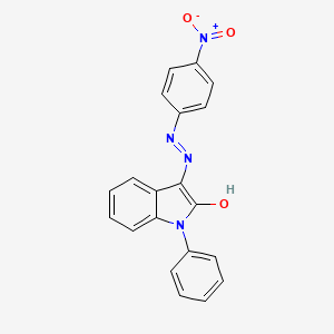 molecular formula C20H14N4O3 B2978744 1-苯基-1H-吲哚-2,3-二酮 3-[N-(4-硝基苯基)腙] CAS No. 303984-77-2