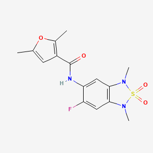 molecular formula C15H16FN3O4S B2978745 N-(6-氟-1,3-二甲基-2,2-二氧化-1,3-二氢苯并[c][1,2,5]噻二唑-5-基)-2,5-二甲基呋喃-3-甲酰胺 CAS No. 2034589-36-9