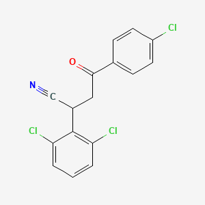 molecular formula C16H10Cl3NO B2978746 4-(4-Chlorophenyl)-2-(2,6-dichlorophenyl)-4-oxobutanenitrile CAS No. 344280-83-7
