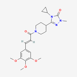 molecular formula C23H30N4O5 B2978747 (E)-4-环丙基-1-甲基-3-(1-(3-(3,4,5-三甲氧基苯基)丙烯酰基)哌啶-4-基)-1H-1,2,4-三唑-5(4H)-酮 CAS No. 1799203-20-5