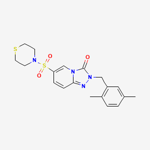 molecular formula C19H22N4O3S2 B2978750 2-(2,5-dimethylbenzyl)-6-(thiomorpholinosulfonyl)-[1,2,4]triazolo[4,3-a]pyridin-3(2H)-one CAS No. 1251645-09-6