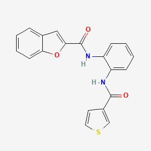 molecular formula C20H14N2O3S B2978752 N-(2-(噻吩-3-羧酰胺基)苯基)苯并呋喃-2-羧酰胺 CAS No. 1207054-12-3