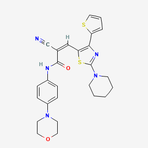 (Z)-2-Cyano-N-(4-morpholin-4-ylphenyl)-3-(2-piperidin-1-yl-4-thiophen-2-yl-1,3-thiazol-5-yl)prop-2-enamide
