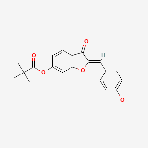 molecular formula C21H20O5 B2978756 (Z)-2-(4-methoxybenzylidene)-3-oxo-2,3-dihydrobenzofuran-6-yl pivalate CAS No. 622824-46-8