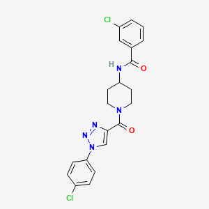 molecular formula C21H19Cl2N5O2 B2978771 3-chloro-N-(1-(1-(4-chlorophenyl)-1H-1,2,3-triazole-4-carbonyl)piperidin-4-yl)benzamide CAS No. 1251704-58-1
