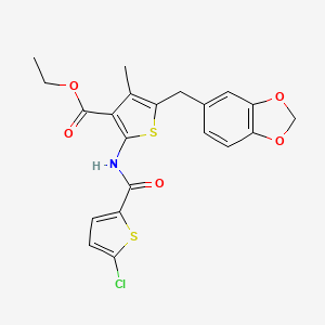 Ethyl 5-(benzo[d][1,3]dioxol-5-ylmethyl)-2-(5-chlorothiophene-2-carboxamido)-4-methylthiophene-3-carboxylate