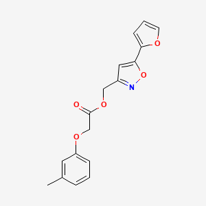 molecular formula C17H15NO5 B2978778 (5-(Furan-2-yl)isoxazol-3-yl)methyl 2-(m-tolyloxy)acetate CAS No. 1105243-88-6