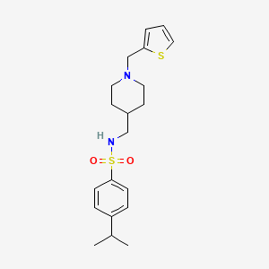 molecular formula C20H28N2O2S2 B2978779 4-isopropyl-N-((1-(thiophen-2-ylmethyl)piperidin-4-yl)methyl)benzenesulfonamide CAS No. 953141-08-7