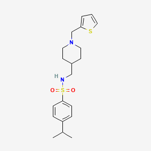 molecular formula C20H28N2O2S2 B2978779 4-异丙基-N-((1-(噻吩-2-基甲基)哌啶-4-基)甲基)苯磺酰胺 CAS No. 953141-08-7