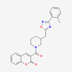 molecular formula C25H23N3O4 B2978781 3-(3-((3-(o-tolyl)-1,2,4-oxadiazol-5-yl)methyl)piperidine-1-carbonyl)-2H-chromen-2-one CAS No. 1705936-58-8