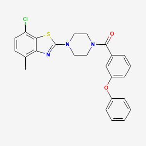 molecular formula C25H22ClN3O2S B2978783 (4-(7-Chloro-4-methylbenzo[d]thiazol-2-yl)piperazin-1-yl)(3-phenoxyphenyl)methanone CAS No. 922601-35-2