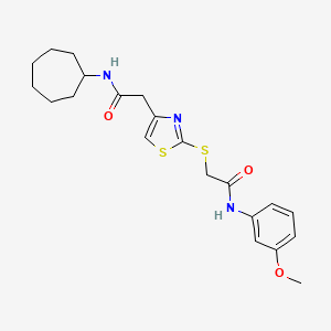N-cycloheptyl-2-(2-((2-((3-methoxyphenyl)amino)-2-oxoethyl)thio)thiazol-4-yl)acetamide
