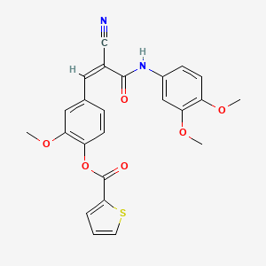 molecular formula C24H20N2O6S B2978789 [4-[(Z)-2-Cyano-3-(3,4-dimethoxyanilino)-3-oxoprop-1-enyl]-2-methoxyphenyl] thiophene-2-carboxylate CAS No. 730946-48-2