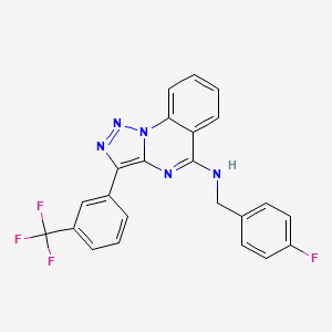 molecular formula C23H15F4N5 B2978792 N-[(4-fluorophenyl)methyl]-3-[3-(trifluoromethyl)phenyl]-[1,2,3]triazolo[1,5-a]quinazolin-5-amine CAS No. 902483-66-3