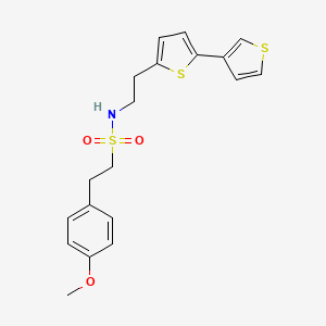 molecular formula C19H21NO3S3 B2978795 N-(2-([2,3'-bithiophen]-5-yl)ethyl)-2-(4-methoxyphenyl)ethanesulfonamide CAS No. 2034496-79-0