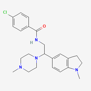 4-chloro-N-(2-(1-methylindolin-5-yl)-2-(4-methylpiperazin-1-yl)ethyl)benzamide