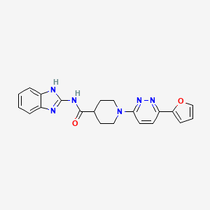 molecular formula C21H20N6O2 B2978804 N-(1H-苯并[d]咪唑-2-基)-1-(6-(呋喃-2-基)嘧啶-3-基)哌啶-4-甲酰胺 CAS No. 1251543-05-1