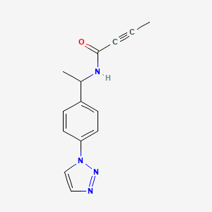 molecular formula C14H14N4O B2978809 N-[1-[4-(Triazol-1-yl)phenyl]ethyl]but-2-ynamide CAS No. 2411317-90-1