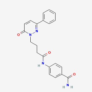 molecular formula C21H20N4O3 B2978810 4-(4-(6-氧代-3-苯基吡哒嗪-1(6H)-基)丁酰胺)苯甲酰胺 CAS No. 953159-04-1