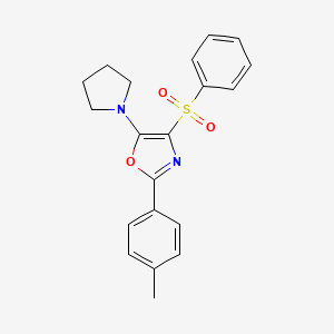 molecular formula C20H20N2O3S B2978812 4-(Phenylsulfonyl)-5-(pyrrolidin-1-yl)-2-(p-tolyl)oxazole CAS No. 862737-50-6
