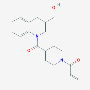 molecular formula C19H24N2O3 B2978815 1-[4-[3-(Hydroxymethyl)-3,4-dihydro-2H-quinoline-1-carbonyl]piperidin-1-yl]prop-2-en-1-one CAS No. 2411269-02-6