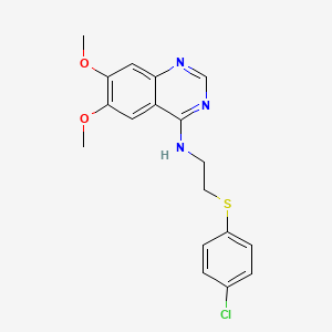 molecular formula C18H18ClN3O2S B2978818 N-{2-[(4-chlorophenyl)sulfanyl]ethyl}-6,7-dimethoxy-4-quinazolinamine CAS No. 477859-98-6